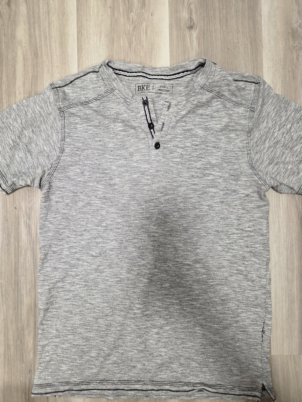 BKE Short Sleeve Henley Tee in Heather Gray